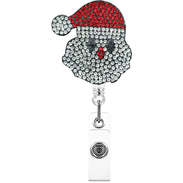 Retractable Badge Holder Jul Rhinestone Filt Badge Reel Clip ID-korthållare Retractable Nyckelring Skola Kontorsmaterial Röda Hjärtan