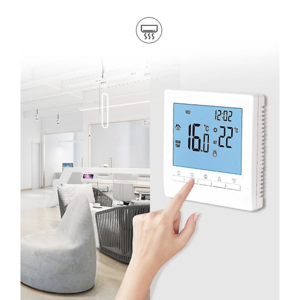 Digitaalinen Wifi-termostaatti, ohjelmoitava säädettävä langallinen akkumalli LCD-näytöllä, sininen