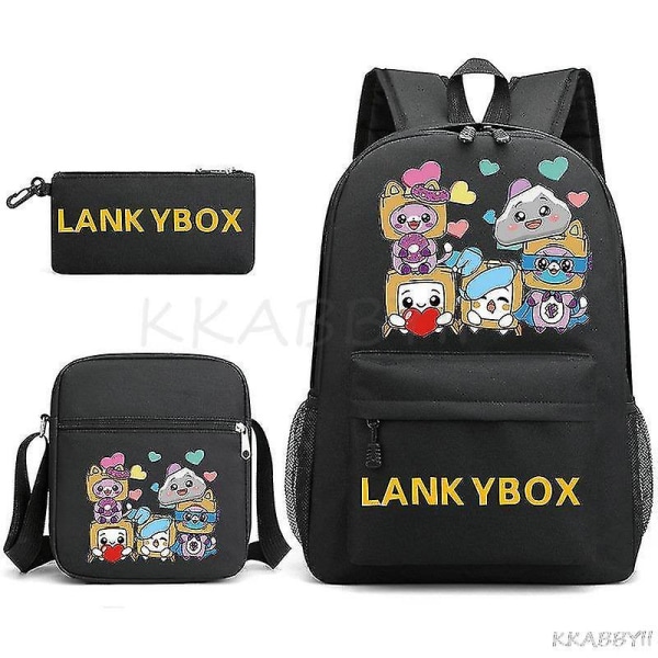 Lankybox skolväska tecknad axelväskor casual canvasväska student laptop Mochilas（bildfärg）