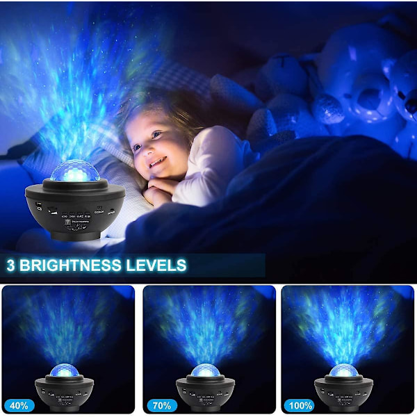 Stjerneprojektor nattlys - Galaxy Ocean Wave Projector, Starlight Projector Acsergery Gave