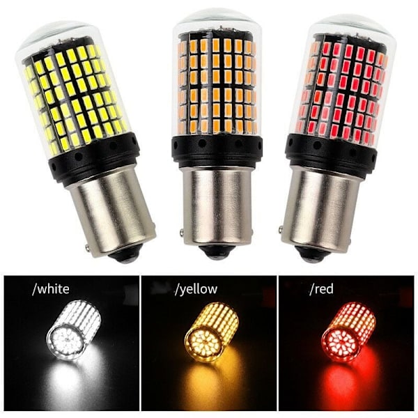 2 st 1156 BAU15S PY21W LED-lampor 144smd CanBus-lampa Backljus Blinkers (gult ljus, 2 st)