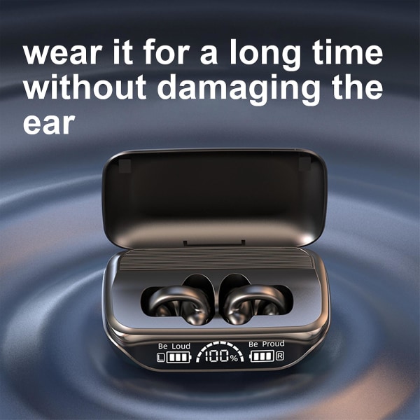 Bluetooth-hörlurar 5.3 Hög ljudkvalitet Clip On Örontyp, Långvarig och ingen smärta, Superlång räckvidd, Universell för sport（Svart）
