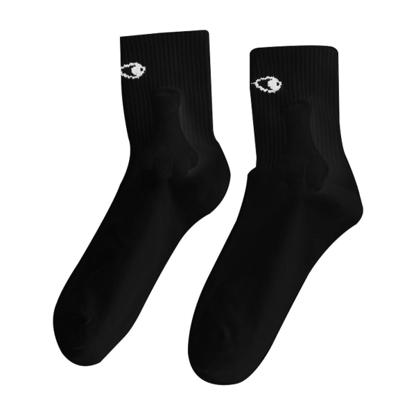 1 par morsomme magnetsug 3D dukke par sokker, unisex morsomme par holder hender sokk（svart hvit）