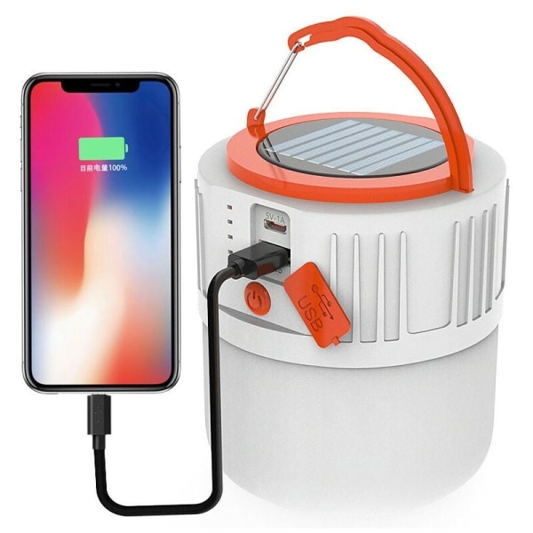 LED solcellsdriven nödlampa, USB-laddningsbar glödlampa, nattmarknadsbelysning, mobil, camping, energibesparande, 42 lysdioder