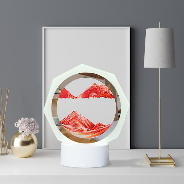 3D Flytande Sandkonst, 6,69 tum 360 Roterande Timglas Dekoration, Kreativ Konst Sandkonst Flytande Rörelse Vardagsrum Sovrum Bordslampa Dekoration 10 ml