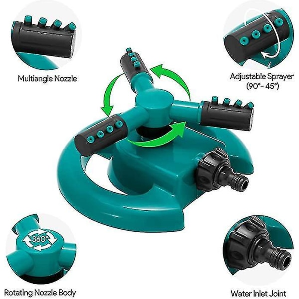 Trädgårdssprinkler, automatisk gräsmattesprinkler, 360 graders roterande bevattningssprinkler