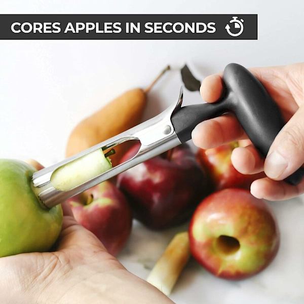 Rostfritt stål äpple kärnad vakuumskivare frukt skärare äpple kärnad kök gadget hemlagning (svart)