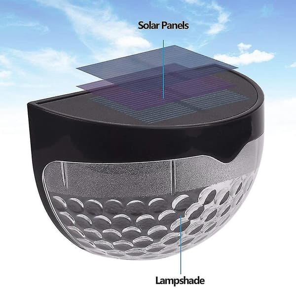 4 st LED solcellsstolpslampor, halvcirkeldesign, belysningsljus