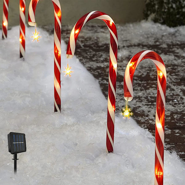 Solcellsenergi Jul Krutch Marklampa Utomhus Plug-in Candy Krutch Lawns Landskap Lamp 8-delad Set（Röd）