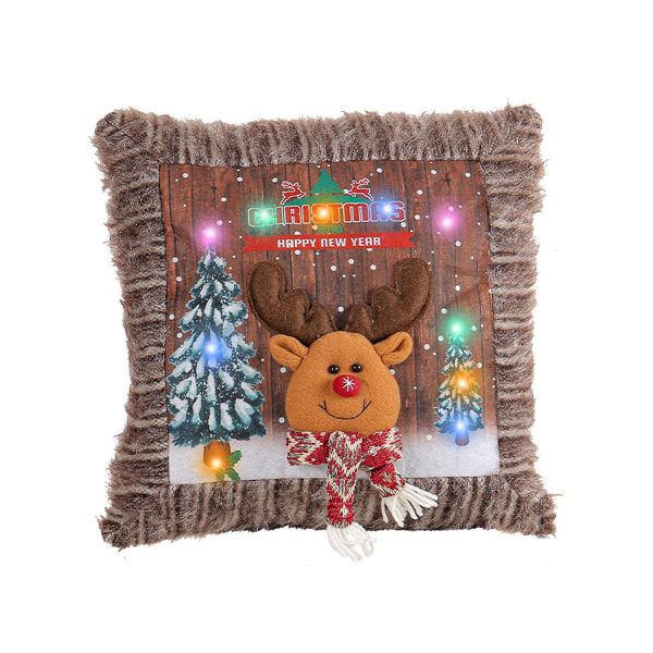 Jouluvalotyynynpäälliset Holiday cover Led-valoilla Maalaismainen sohvan cover(ruskea)