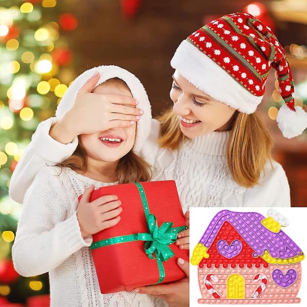 Stort julhus Pop Fidget-leksaker, julpussel Pop-spel Push It, stora Fidget Popper-pussel sensoriska leksaker, jättestor bubbla som poppar sensoriska leksaker