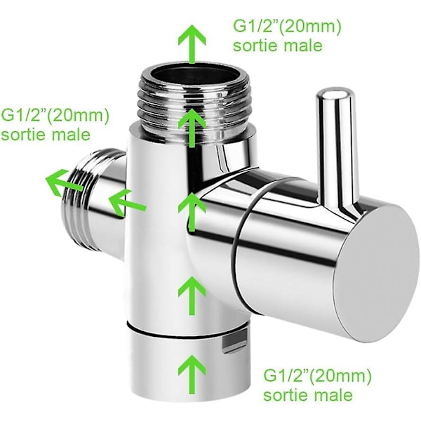 Solid Messing Macaron 3-vejs omskifterventil G 1/2\" brusehoved, bruseadapter, brusearmatur, bruseadapter, brusehoved-reservedel-krom