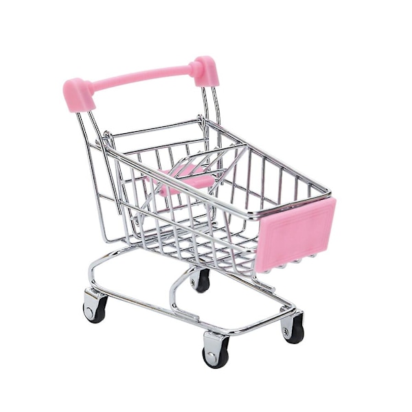 Simulerad kundvagnsscenmodell skrivbord mini prydnader mini dekorativa bordsdekorationer barns leksaker - storlek S (rosa) (12.00X11.50X8.50CM, rosa)