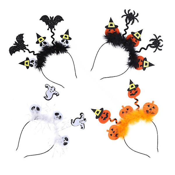 4 st Halloween-festliga söta hårbågar hårtillbehör hårspännen kostymprylar pannband (23X27X3CM, som bilderna visar)