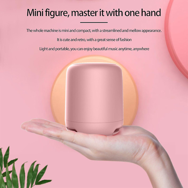 Bärbar högtalare Bluetooth-högtalare Bluetooth 5.0 Även AUX-kabel（Rosa）