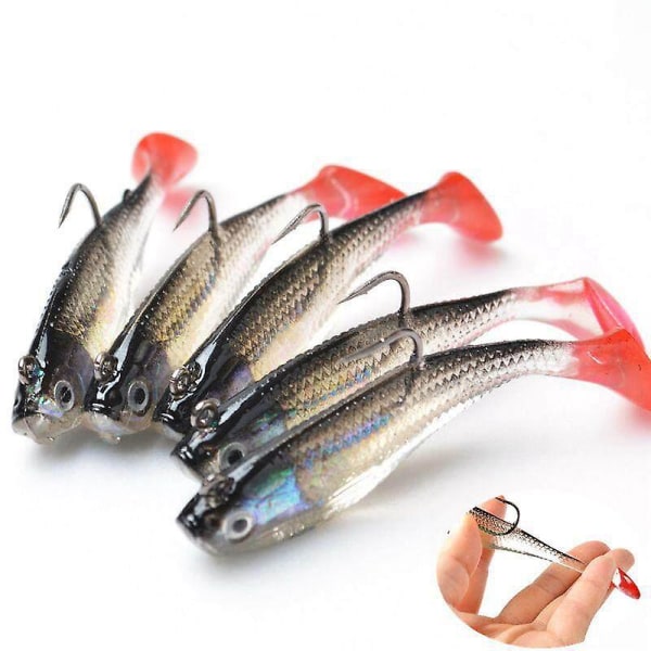 Soft Fish T-hale Myk lokke med blyagn for fiske - 8 cm (flerfarget)