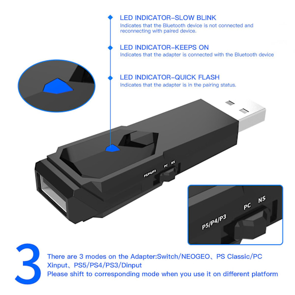 Kompakt bärbar Bluetooth-kompatibel spelkontrollkonverter för Switch Oled Ps5