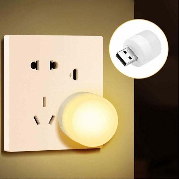 LED-yövalo, mini-USB-valo, pistoke, energiatehokas, täydellinen makuuhuoneeseen, kylpyhuoneeseen, lastenhuoneeseen, keittiöön, eteiseen