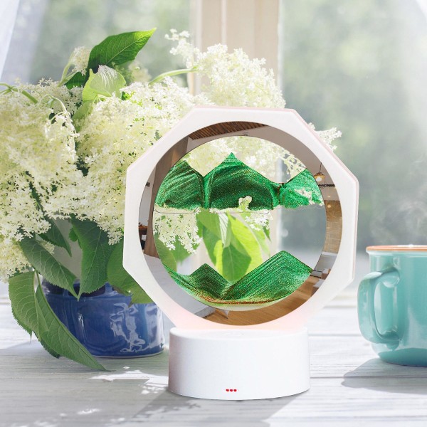 3D Flytande Sandkonst, 6,69 tum 360 Roterande Timglas Dekoration, Kreativ Konst Sandkonst Flytande Rörelse Vardagsrum Sovrum Bordslampa Dekoration 10 ml