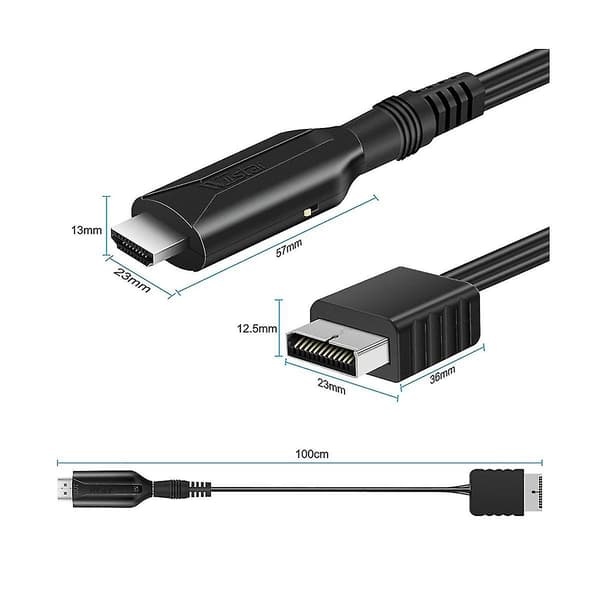 Til Ps1 Ps2 Til -kompatibel Spilkonsolforbindelse Tv Hd-kabel Multifunktionel Bærbar Praktisk（Sort）