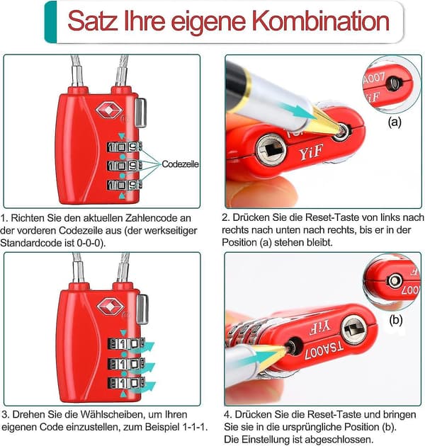 Bagagelås, 3-cifret kombinationslås koder (sort, 1 pakke) - JXLGV