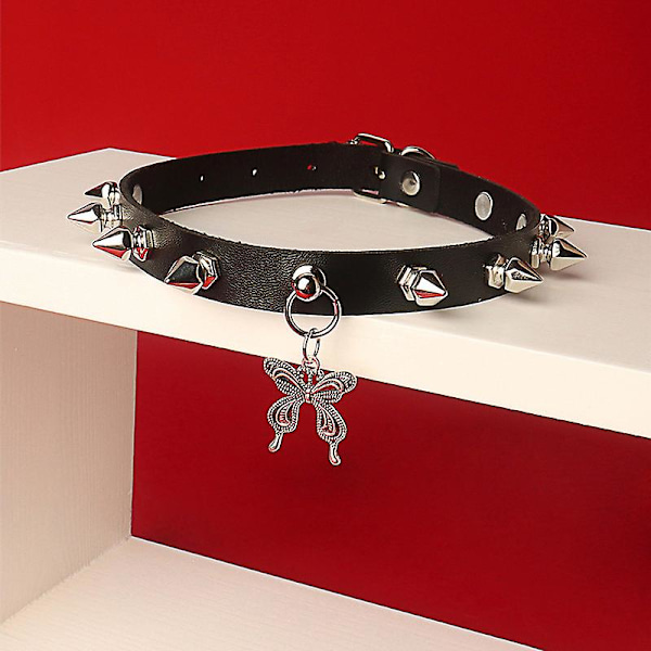 Halloween Cool Steampunk Love Heart Shaped Gothic Goth Punk Rock Rivet Spike Studded PU Leather Choker Collar Necklace