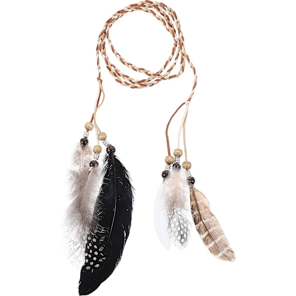 Indiana Bohemian Headdress Feather Headband Headdress Fancy Dress Hairdress Passer til frisyre (som vist på bildet)