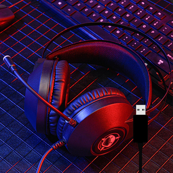 Gaming Headset 7.1 Brusreducerande RGB-belysning med - trådanslutet headset - spole, USB gränssnitt (svart)