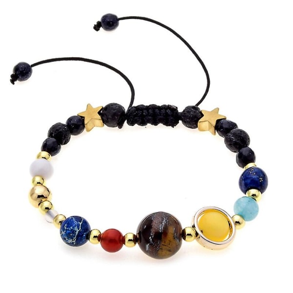 2023 Nytt uppgraderat Galaxy Solar System 8 Planets Armband för kvinnor, 5-8 mm pärlor, justerbar längd (18,5 cm), perfekt smyckepresent till jul, Weddi