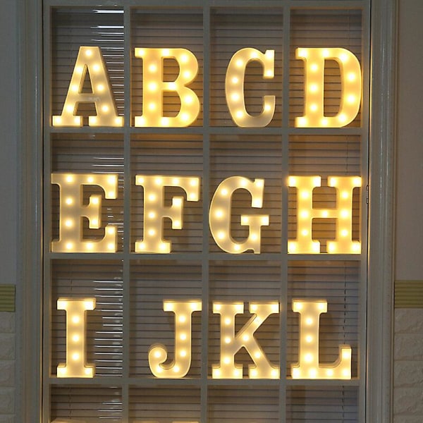Muoviset valkoiset kirjevalot koristeluun, lämmin valkoinen valo, vaaditaan 2*AA-paristoa, kirjain P