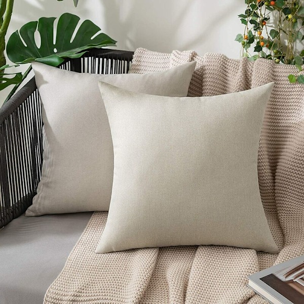 Set med 2 utomhuskuddfodral Vattentät Mjuk Polyester med Vattentät Yta Dekorativ Trädgårdskuddfodral för Vardagsrum Sovrum 45x45cm Beige