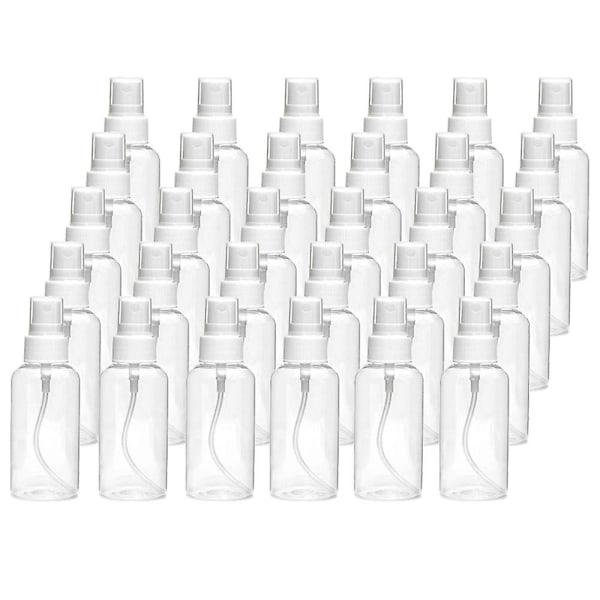 30-pack 30 ml (1 oz) fina dimspruta minisprayflaskor med pumpspraylock Refillbara återanvändbara tomma plastflaskor för eteriska oljor, resor, parfymer