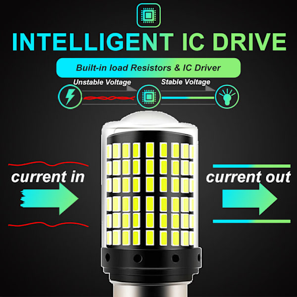 2 st 1156 BAU15S PY21W LED-lampor 144smd CanBus-lampa Backljus Blinkers (gult ljus, 2 st)