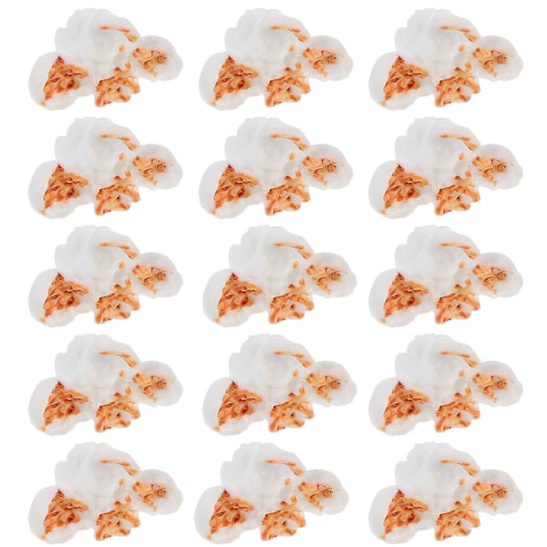 20-delad popcorn-berlock i harts för dekoration av mobiltelefonfodral, smycken och accessoarer (2,5 x 2 cm, vit)