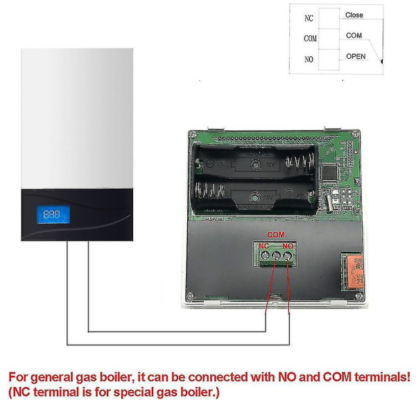 Digital Wifi-termostat, programmerbar justerbar kablet batterimodell med LCD-skjerm, blå