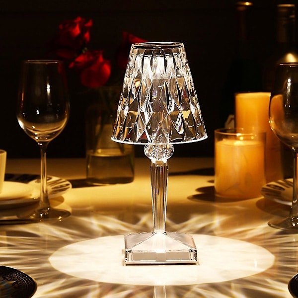 3 farver diamant bordlampe krystal led bar bordlampe genopladelig touch sensor dæmpning sengebord til（foto farve）