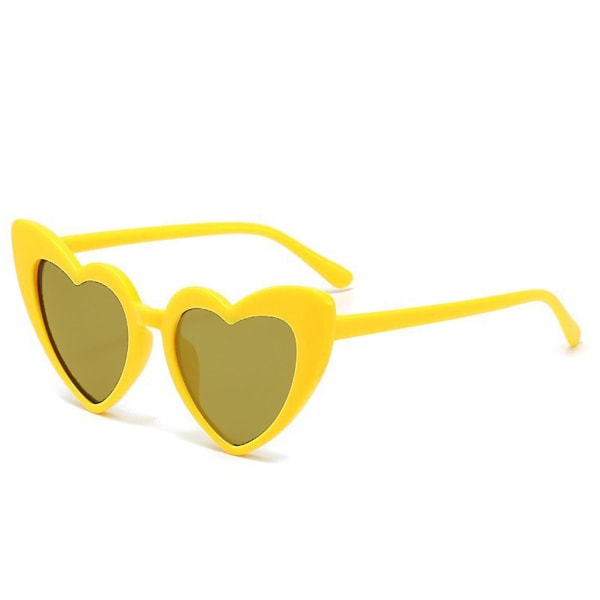 Nya hjärtformade solglasögon för kvinnor, trendiga söta hjärtglasögon retro Taylor solglasögon（gula）