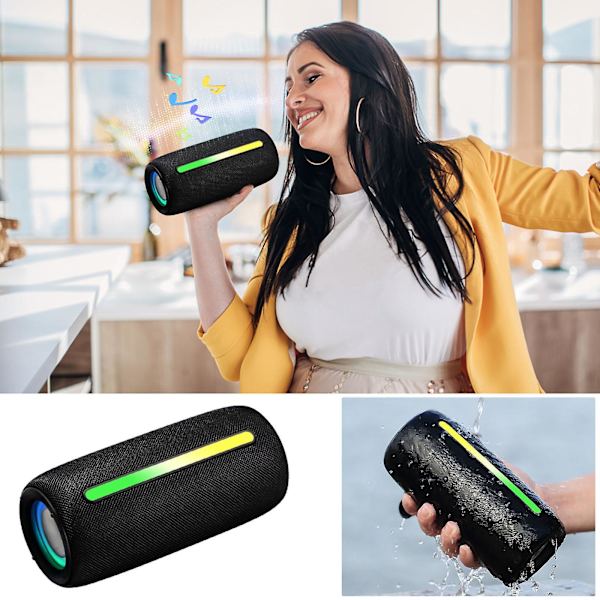 Utomhus Bluetooth-högtalare Nivå 6 25W Högtalare Trådlös Hemma Skrivbord Ljud Utomhus Bärbar Subwoofer（Svart）