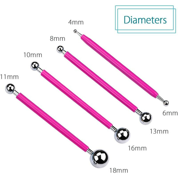 Set med 10 st punktsverktygspennor för stenmålning, lerskulptering och präglingskonst, rosa