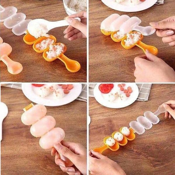DIY Sushi-formar, set med risbollsformar inklusive 1 sushi-risform, 1 risbollsskakare med risspade (vit,)