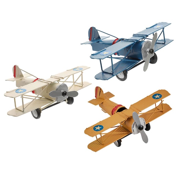 3-delt sett med retro flypynt, jernfly, retroflymodell, jernfly (16.50X13.00X6.00CM, flerfarget)