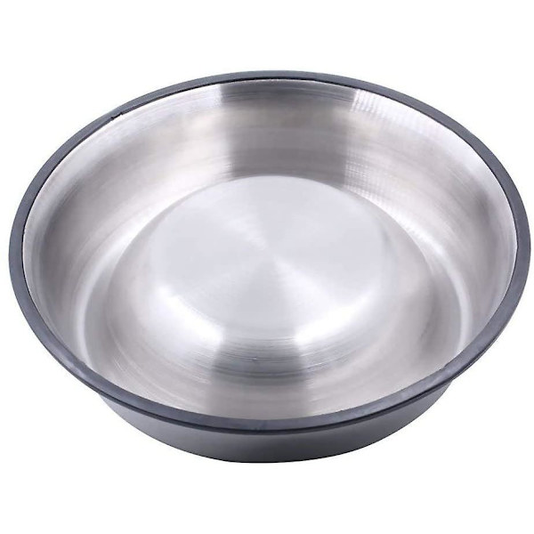 2 stk. rustfrit stålskåle til hunde med gummibase til hunde 18 cm