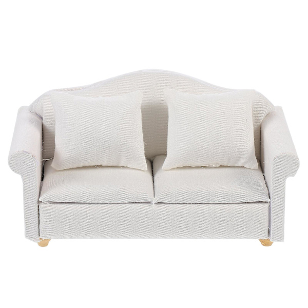 Kaunis yksittäinen sohva, luova pienoismalli sohva, käytännöllinen nukkekodin sohva (13,5X7,2X6,4CM, valkoinen)