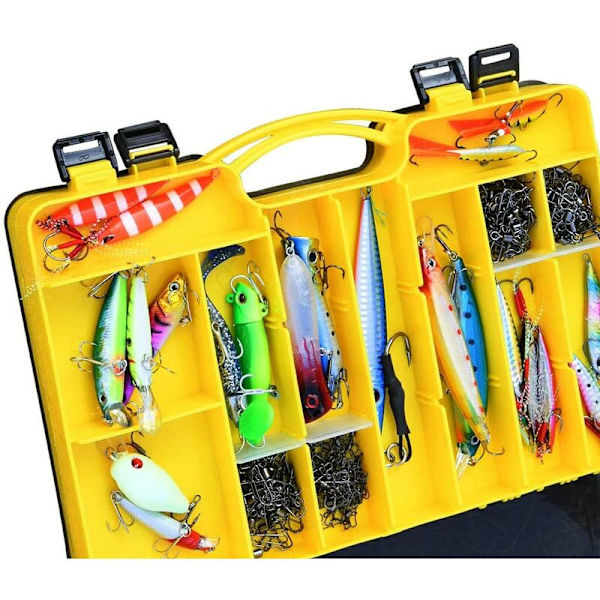 Plastfiskebox - Fack med flera fack för förvaring av beten och tillbehör, Box & Fack (Gul)