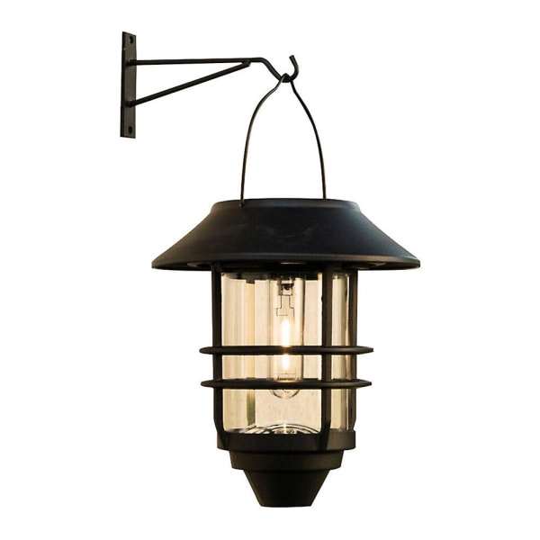 Utendørs vegglampe for veranda, utendørs hengelampe, solcelledrevet utendørslykt vegglampe (20X19cm, svart)