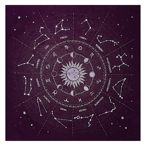 1 stk astrologi tarot spådom klut duk stjernebilde duk (49,5X48,7X0,1CM, lilla)