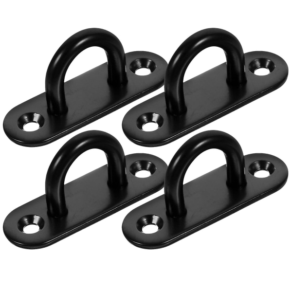 4-pack Pad Eye Plate Krokar Rostfritt stål takkrokar U-formade krokar Väggmonterade krokar (5,9X3X2CM, svart)