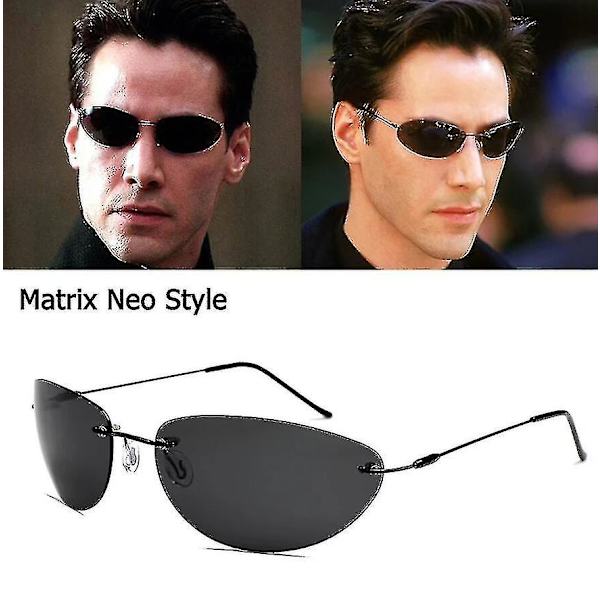 Mote Mote The Matrix Neo Style Polariserte Solbriller Ultralette Rammeløse Menn Kjøring Merke Design Solbriller Ocul_K19