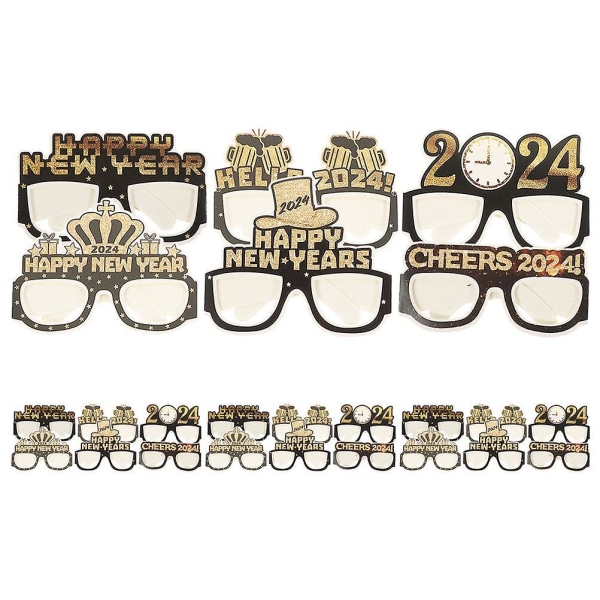 24-Pack New Year 2024 Glasses Party Supplies Paper New Year Party Funny Glasses Novelty Glasses (14.00X13.00X0.10CM, as shown in the picture)