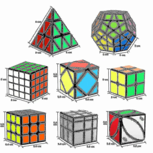 Hastighet Kub Set, Magic Cube Bundle 2x2 3x3 4x4 Pyramid - Leksak Pussel Kub För Barn Och Vuxna Set Av 8 (xq)